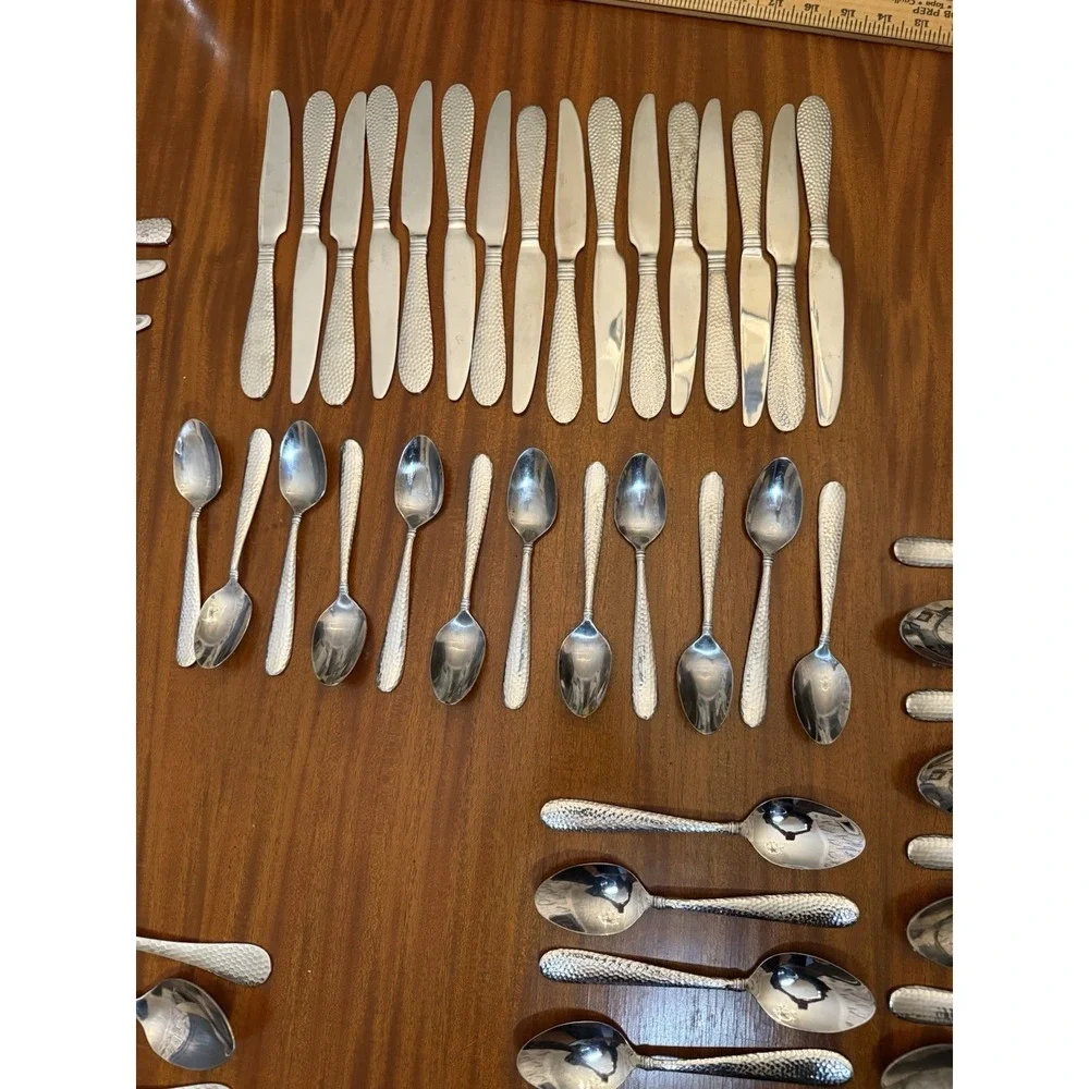 58-Piece Hammered Stainless Steel Flatware Set – Towle Logan + Unbranded MIx Lot